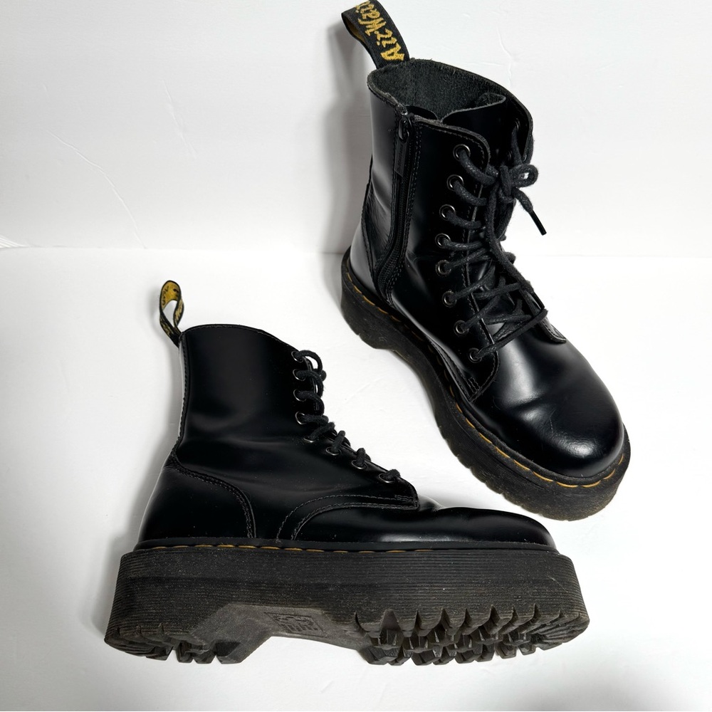 Dr. Martens Black Leather Platform Lace-Up Ankle Boots